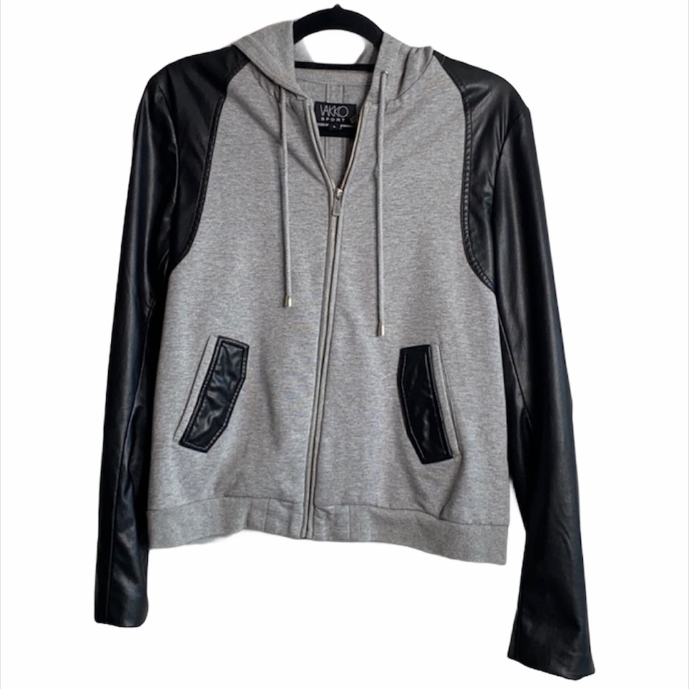 Trendy pleather hoodie.